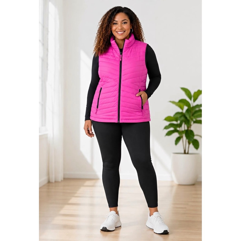 Below Zero by Rothschild Women's 2X Pink Puffer Vest Full Zip